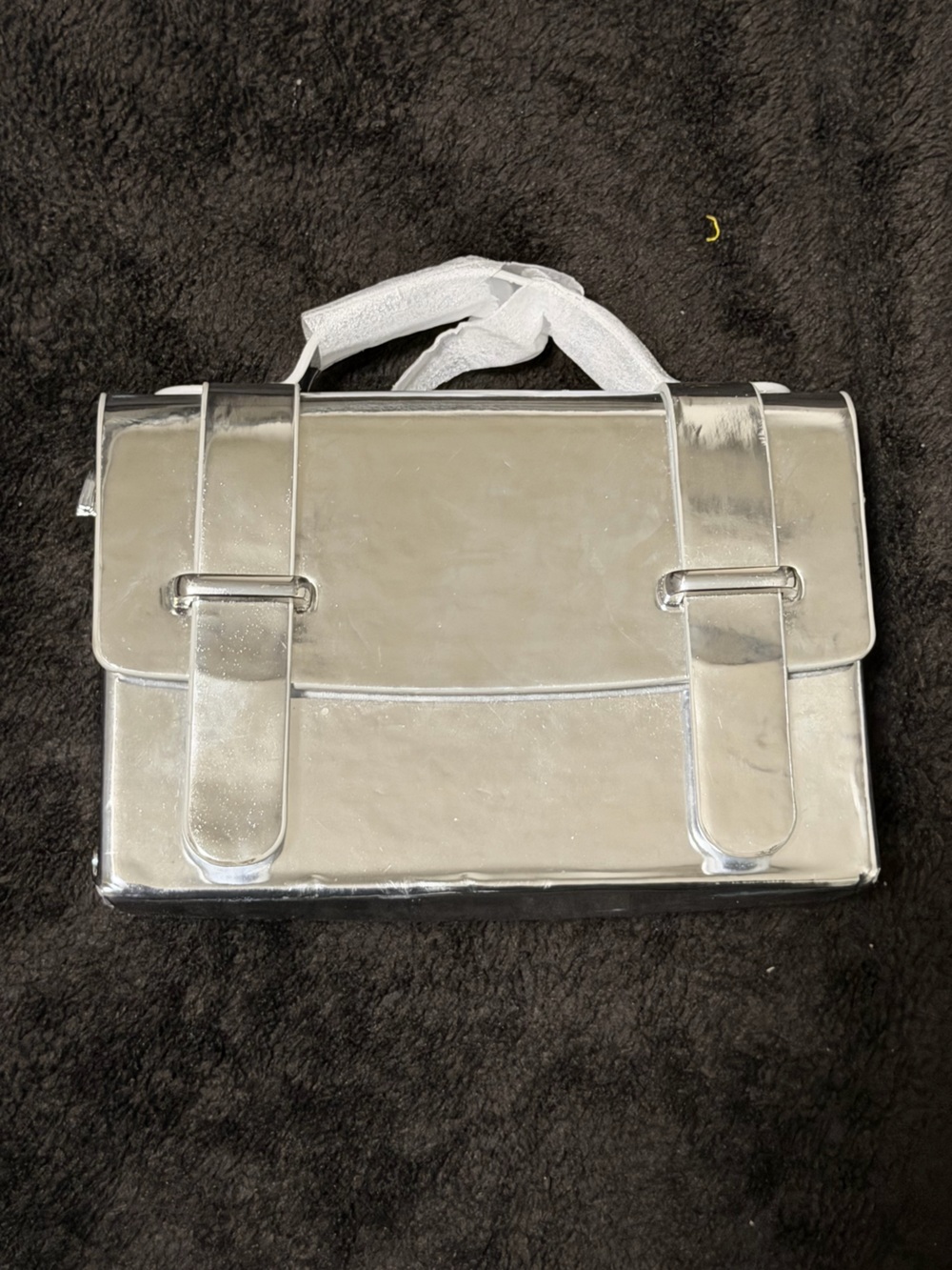 Silver Metallic Structured HandBag